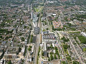 Station Tilburg vanuit de lucht gezien