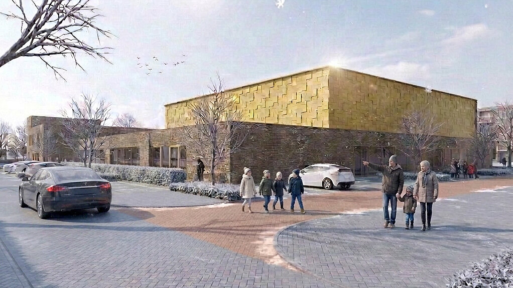 Impressie van het nieuwe gebouw in de winter