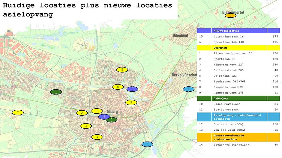 Locaties opvang asielzoekers december 2025 plus nieuwe locaties