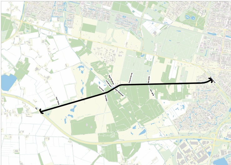 Kaartje van de Gilzerbaan met daarop aangegeven waar het fietspad verbreed wordt.