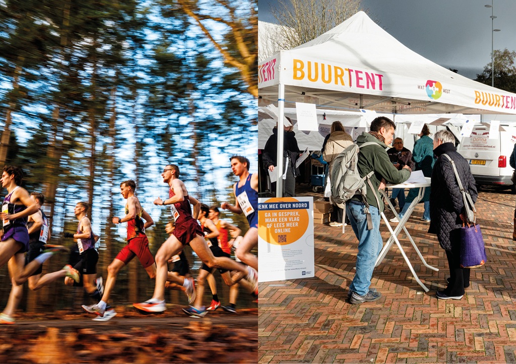 Hardlopers tijdens de Ten Miles en een Buurtent ergens in Tilburg