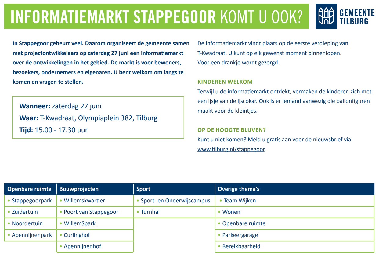 Achterkant flyer informatiemarkt Stappegoor 27 juni 2026