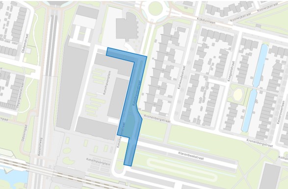 Kaart Ketelhavenstraat en omgeving met blauwe zone