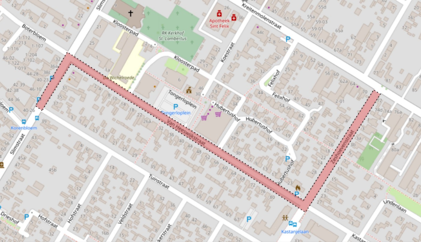 Kaart Van Heeswijkstraat, Zeshoevenstraat en Slimstraat