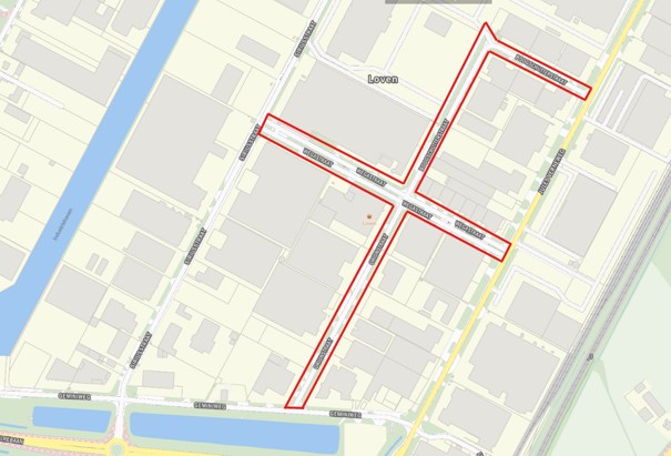 Kaart werkgebied Wegastraat, Boogschutterstraat en Orionstraat