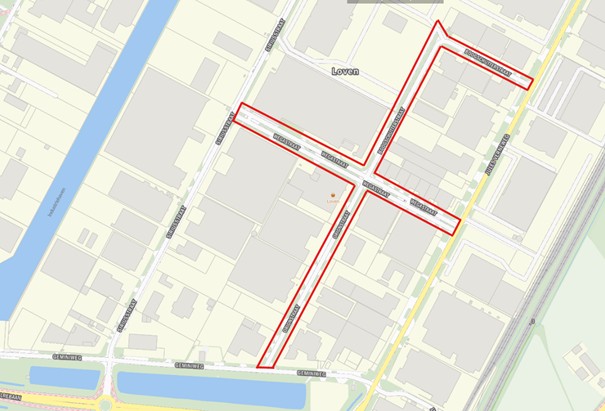 Kaart bedrijventerrein Loven