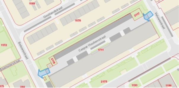 Kaart locatie mini-milieustraat wijk Jeruzalem 20 maart 2026
