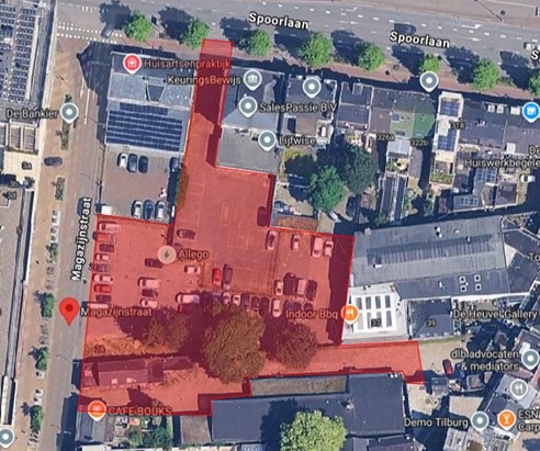 Luchtfoto parkeerplaats Magazijnstraat