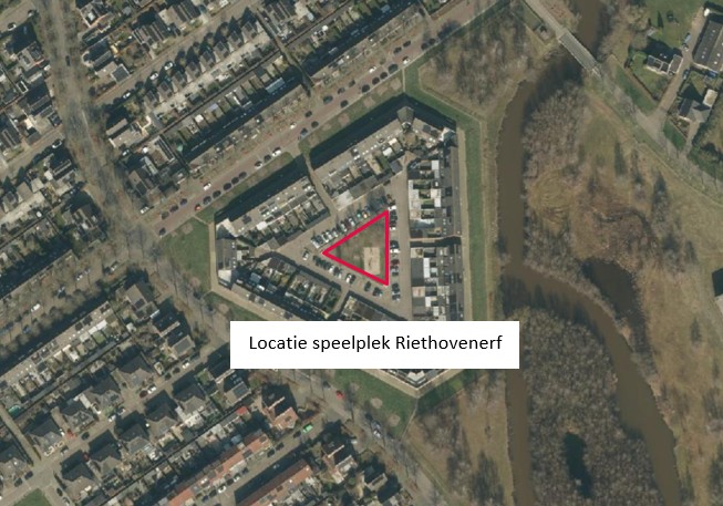 Luchtfoto speelplek Riethovenerf en omgeving