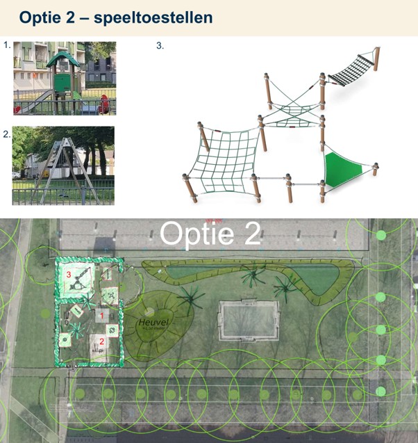 Nieuwe speelplek Mahlerstraat - speeltoestellen optie 2