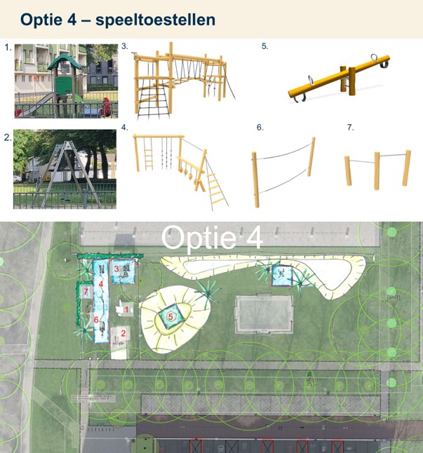Nieuwe speelplek Mahlerstraat - speeltoestellen optie 4