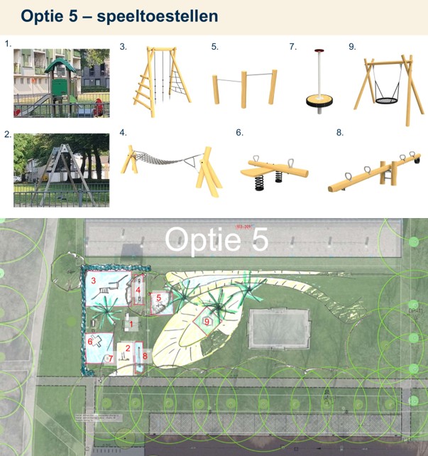 Nieuwe speelplek Mahlerstraat - speeltoestellen optie 5