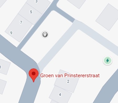 Groen van Prinstererstraat met locatie mini-milieustraat