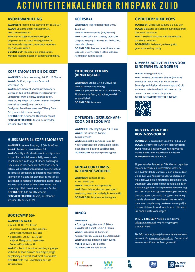 Ringpark Zuid activiteitenkalender zomer 2026 - binnenkant met overzicht activiteiten