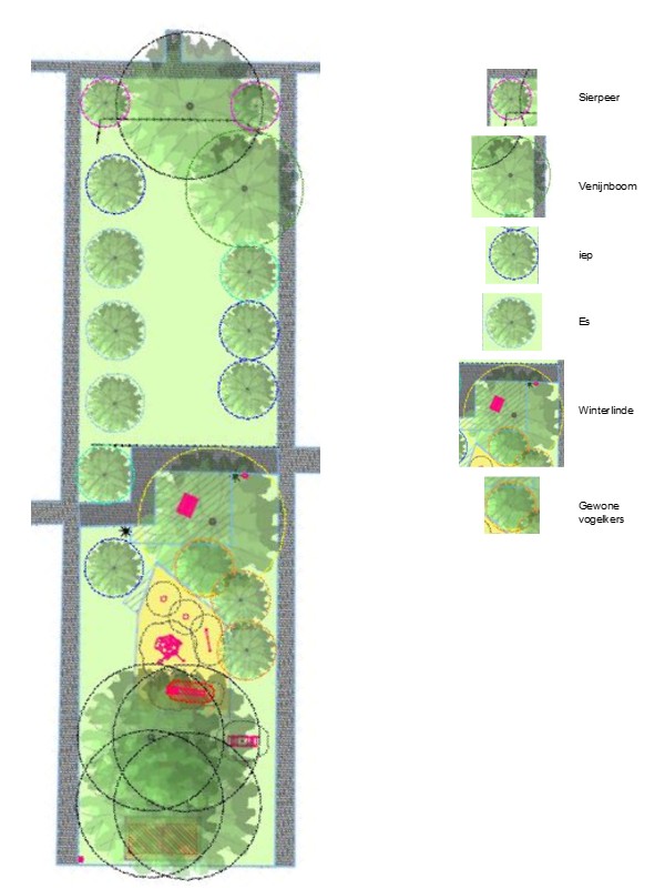 Speeltuin Berkenrodepark - plattegrond met nieuwe bomen