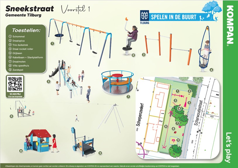Speeltuin Sneekstraat ontwerp 1 nieuwe speeltoestellen