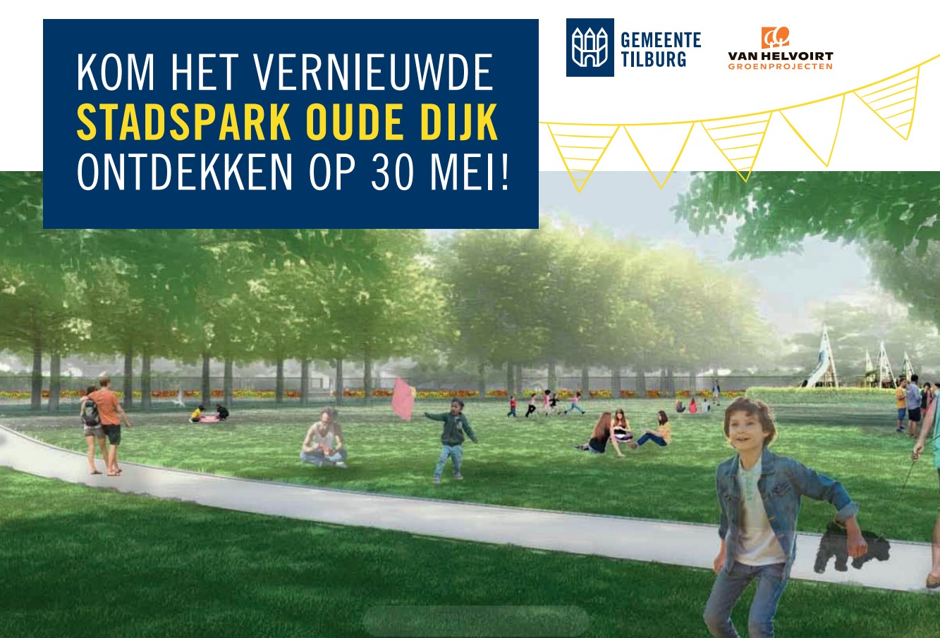 Voorkant flyer heropening Stadspark Oude Dijk