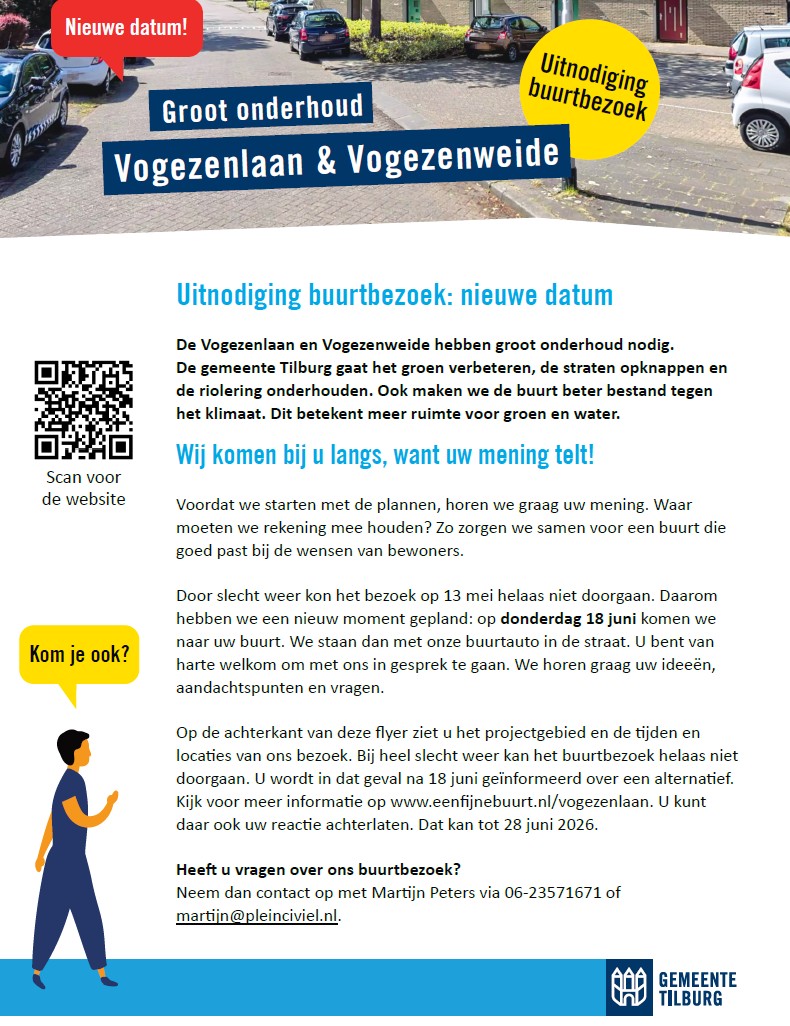 Voorzijde flyer nieuwe uitnodiging buurtonderzoek Vogezenlaan en Vogezenweide