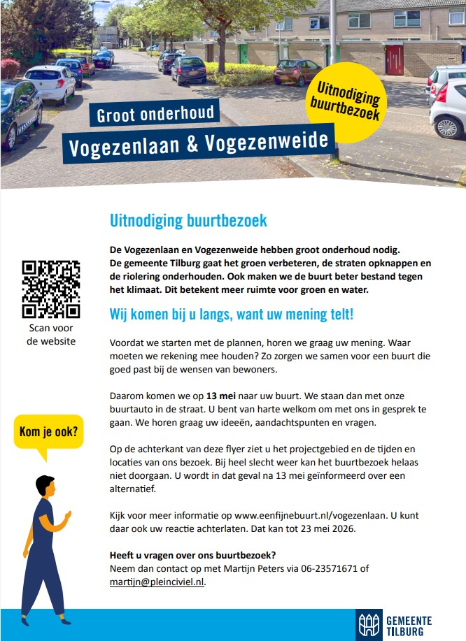 Voorzijde flyer uitnodiging buurtonderzoek Vogezenlaan en Vogezenweide